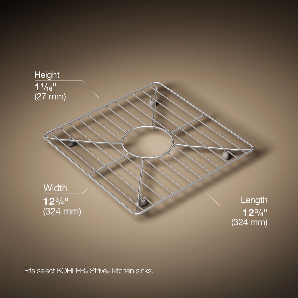 3/4 view of product with dimensions