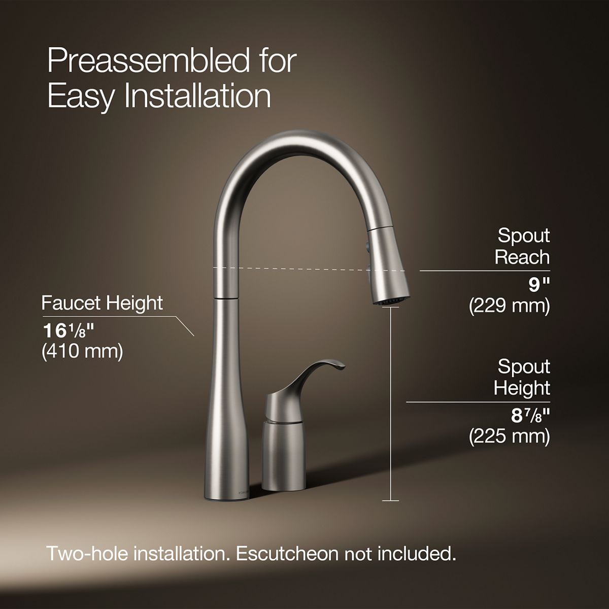 3/4 view of product with dimensions