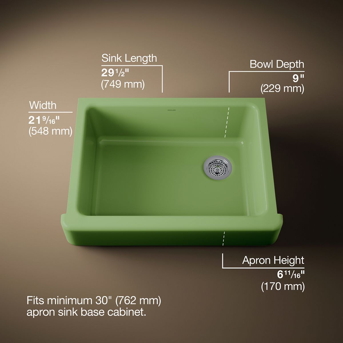 3/4 view of product with dimensions