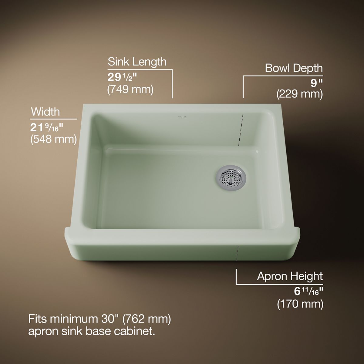 3/4 view of product with dimensions