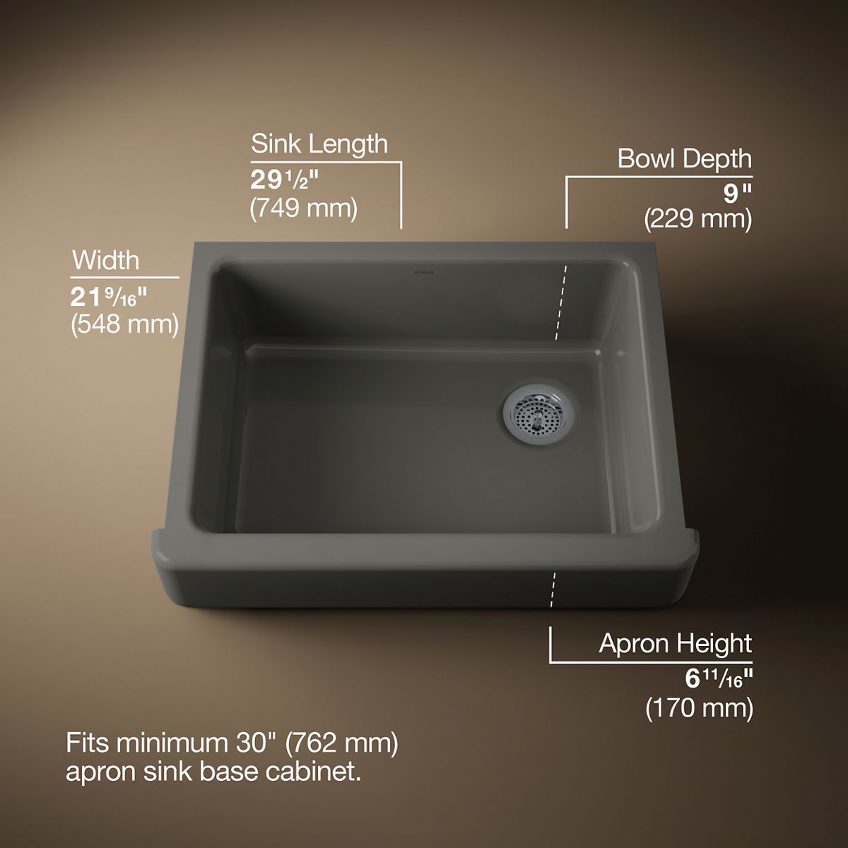 3/4 view of product with dimensions