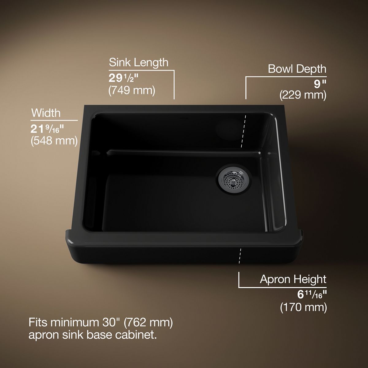 3/4 view of product with dimensions