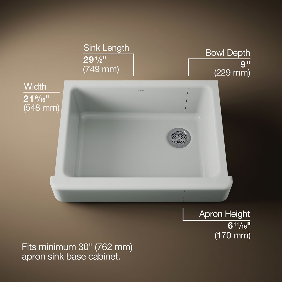 3/4 view of product with dimensions