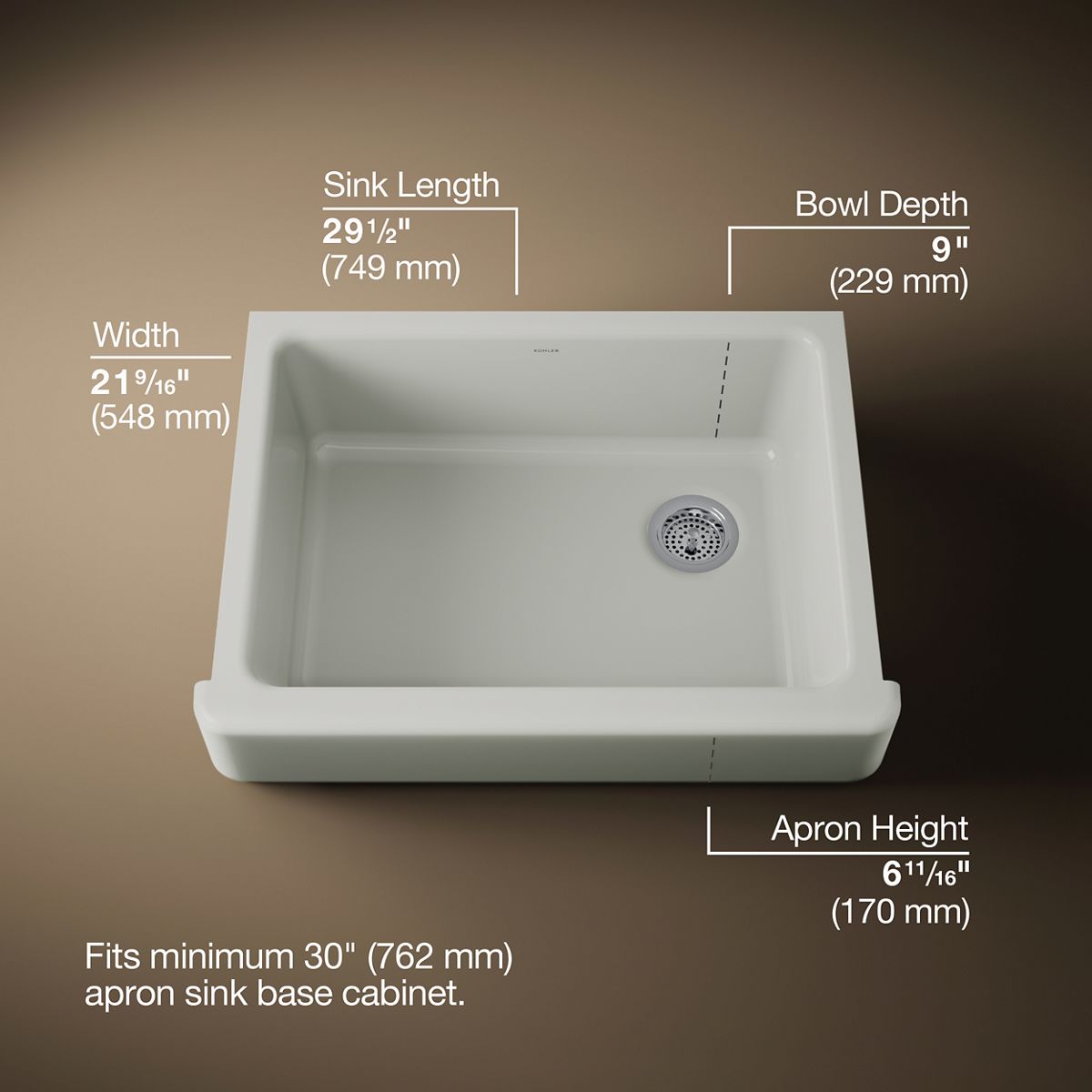 3/4 view of product with dimensions