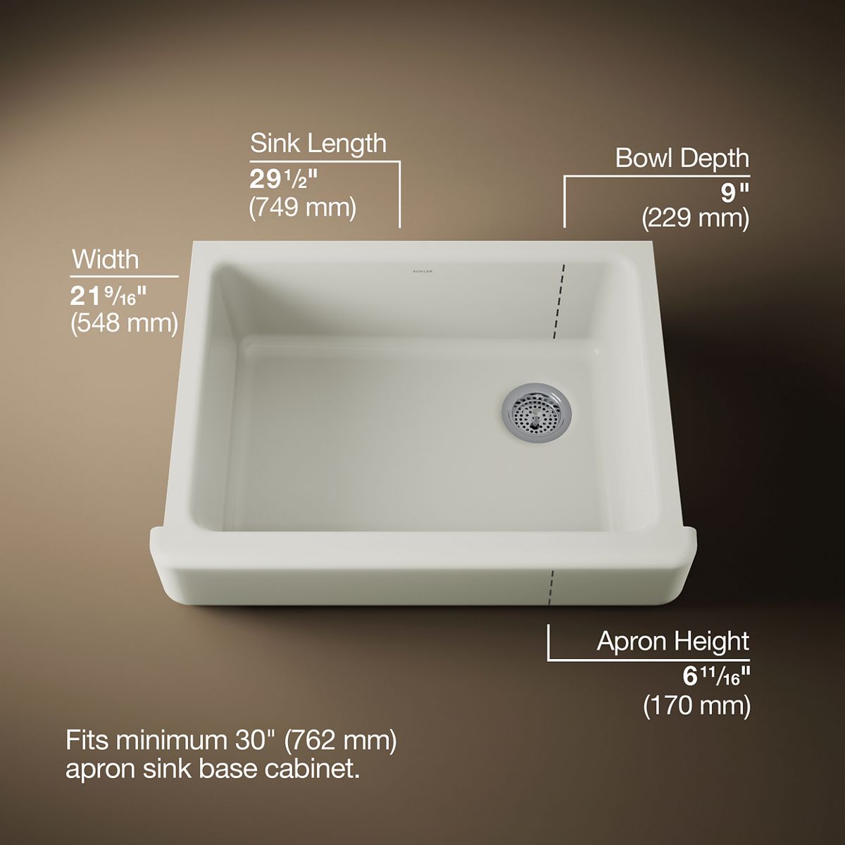 3/4 view of product with dimensions