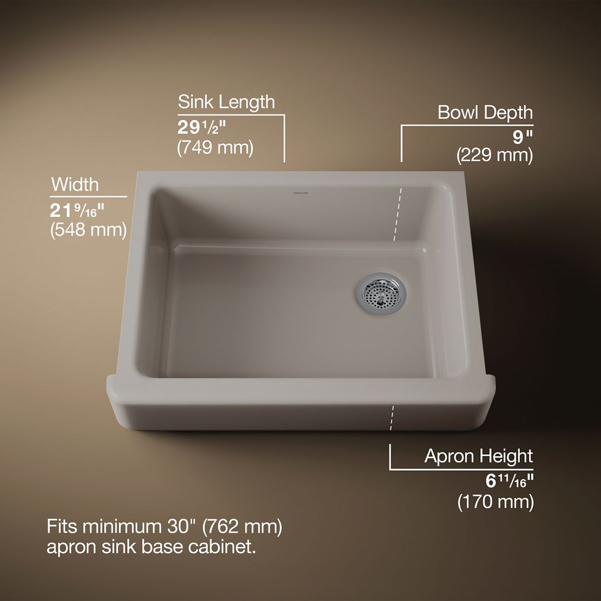 3/4 view of product with dimensions