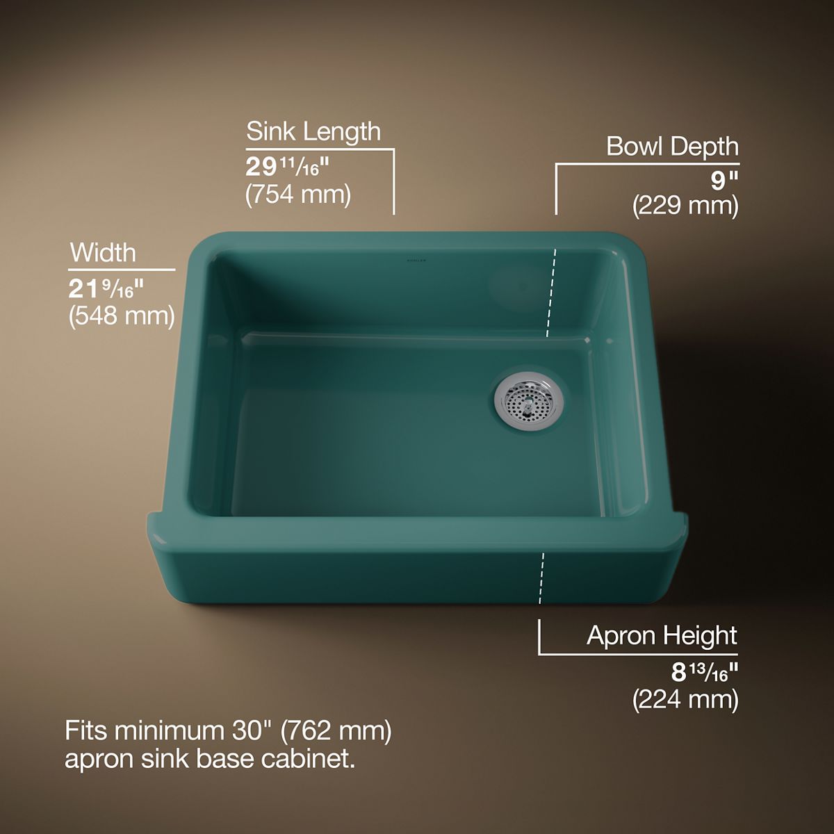 3/4 view of product with dimensions