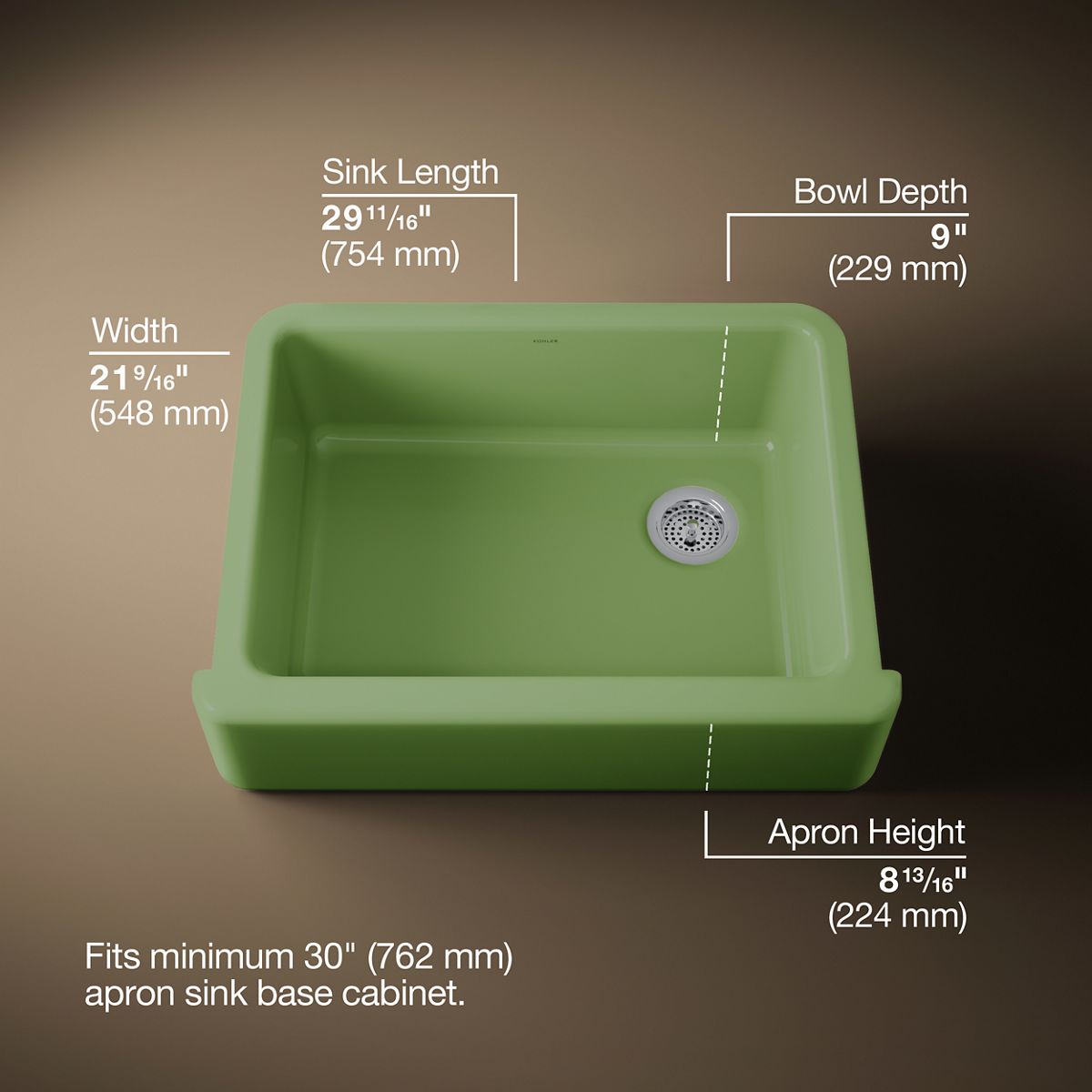 3/4 view of product with dimensions