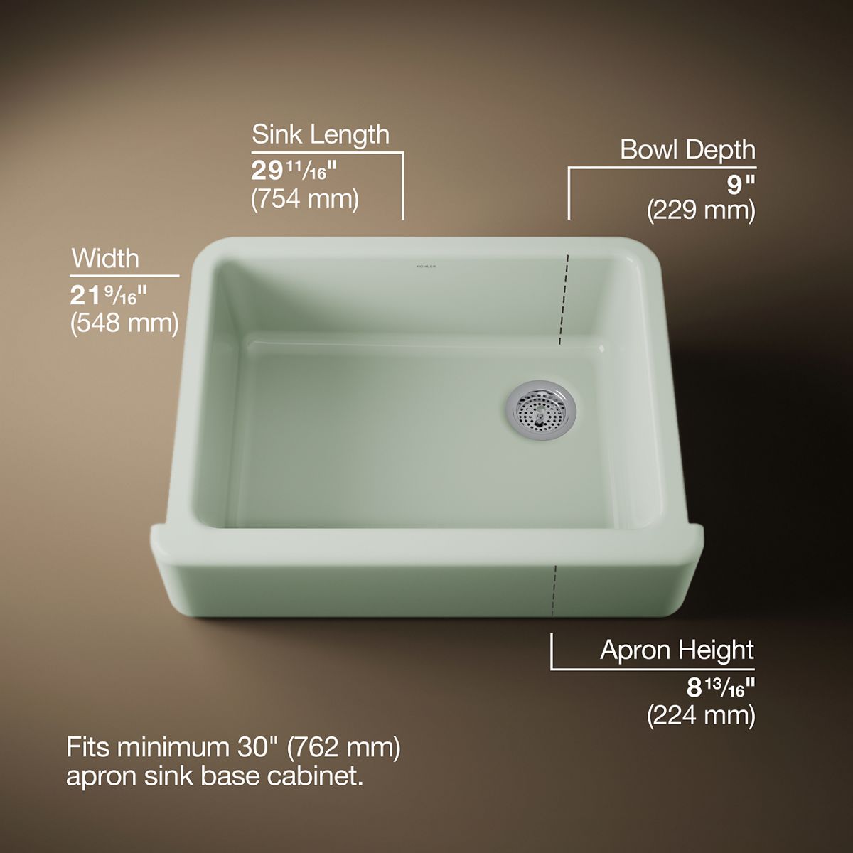 3/4 view of product with dimensions