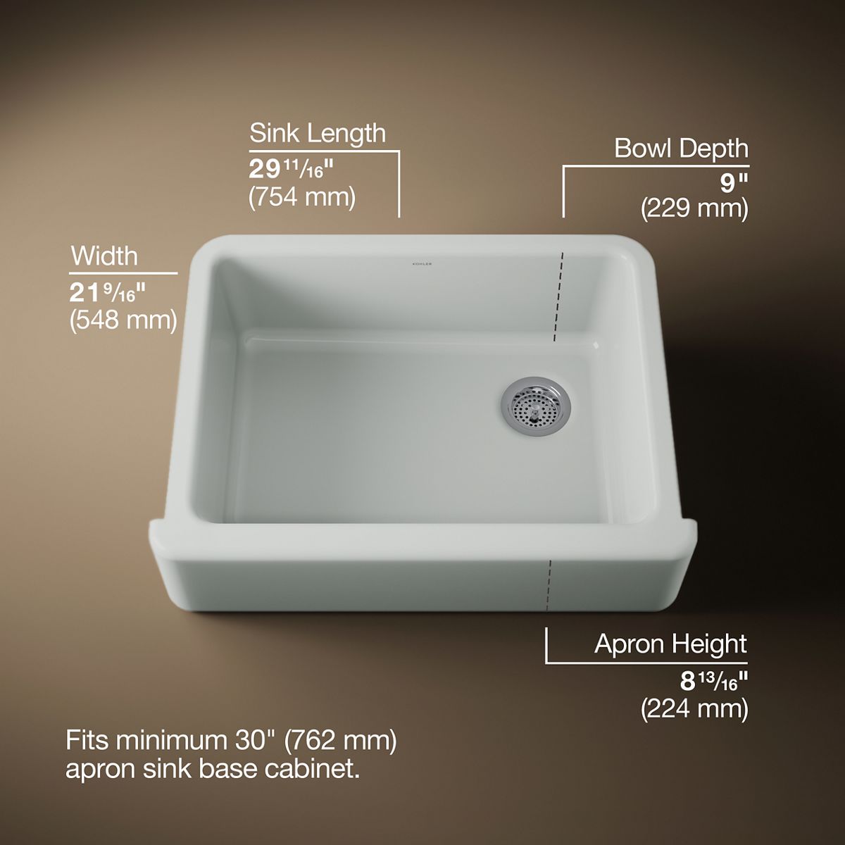3/4 view of product with dimensions