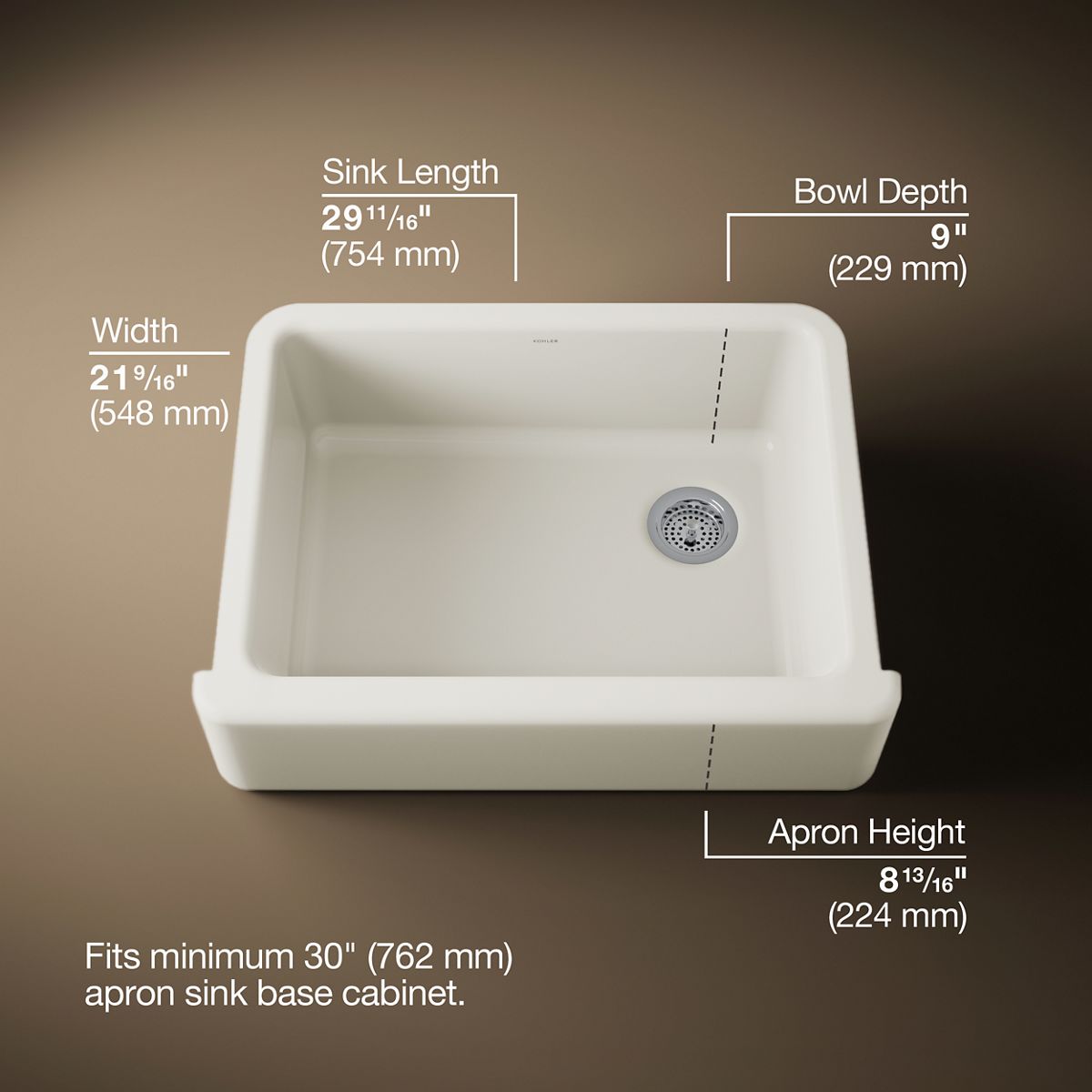 3/4 view of product with dimensions