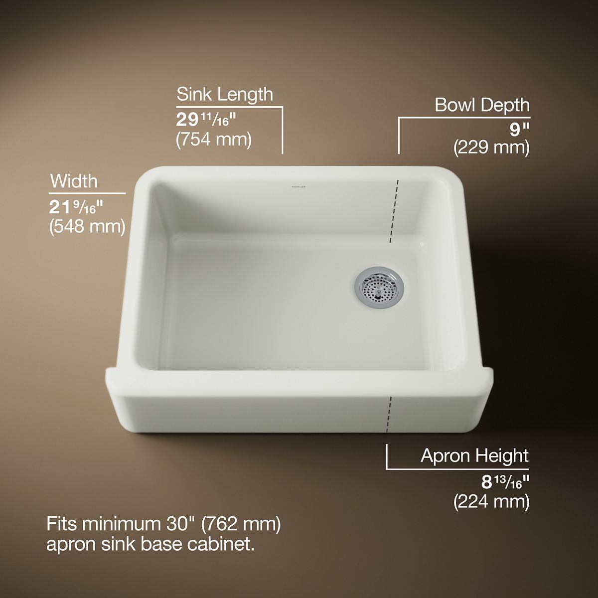 3/4 view of product with dimensions