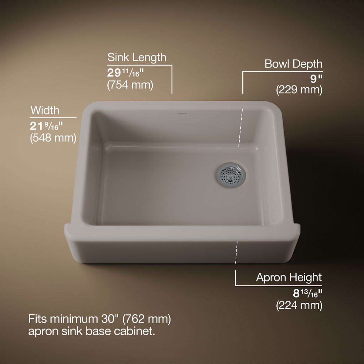 3/4 view of product with dimensions