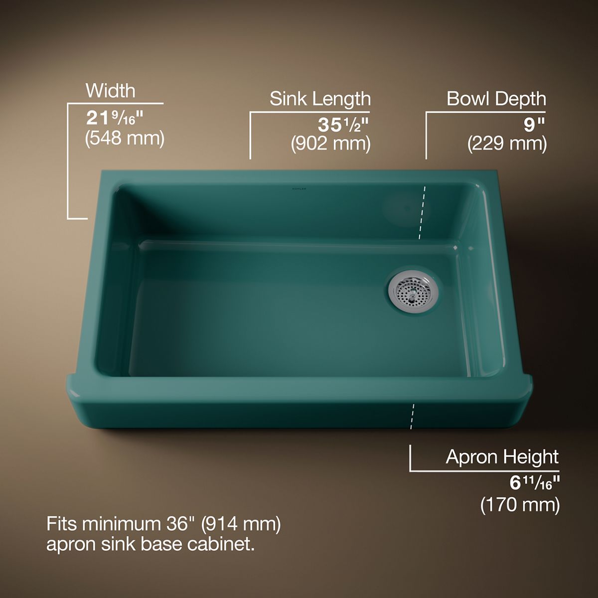 3/4 view of product with dimensions