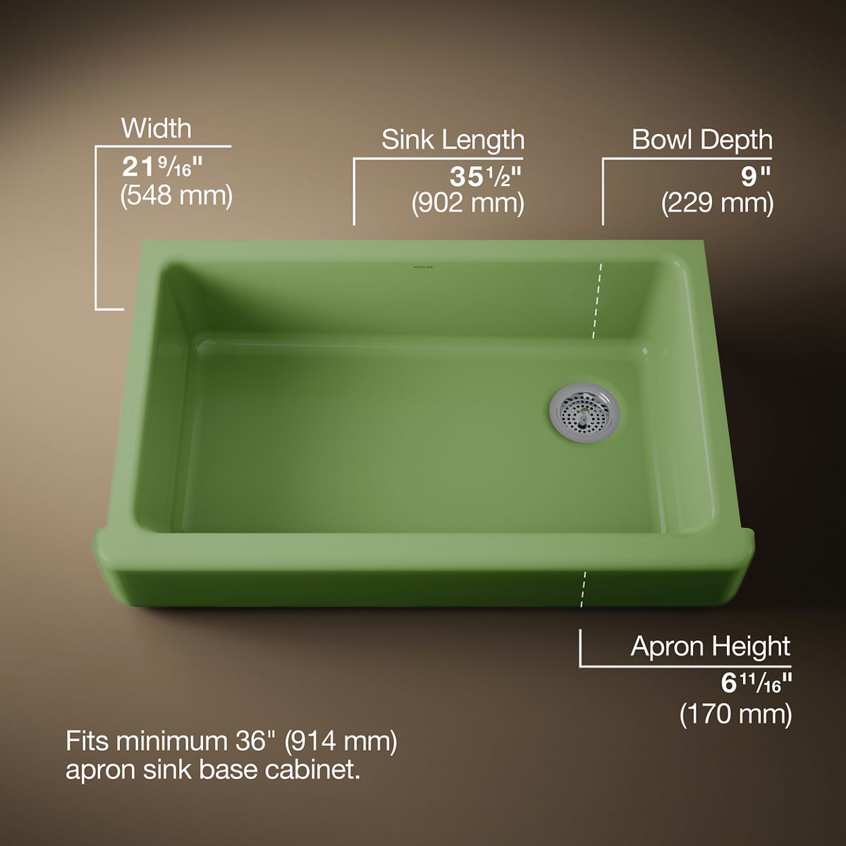 3/4 view of product with dimensions
