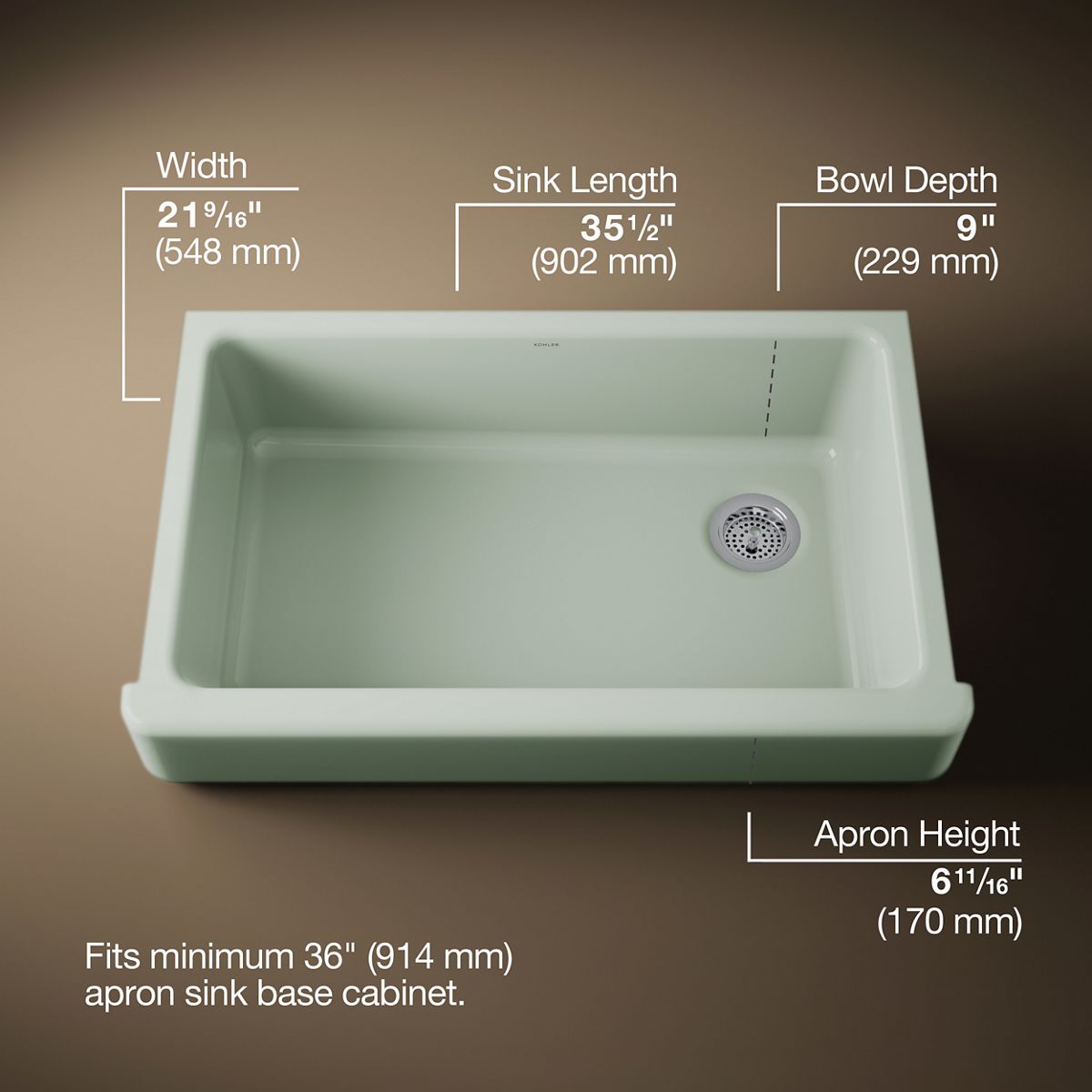 3/4 view of product with dimensions