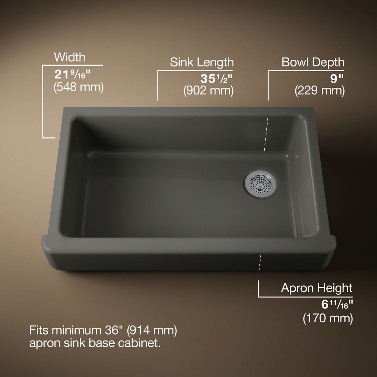 3/4 view of product with dimensions