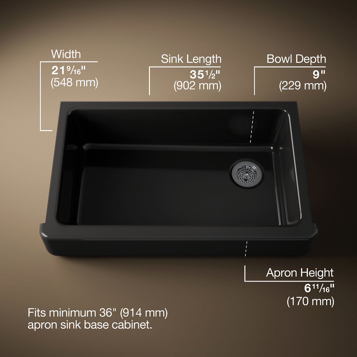 3/4 view of product with dimensions