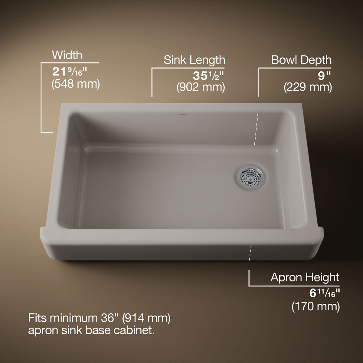3/4 view of product with dimensions