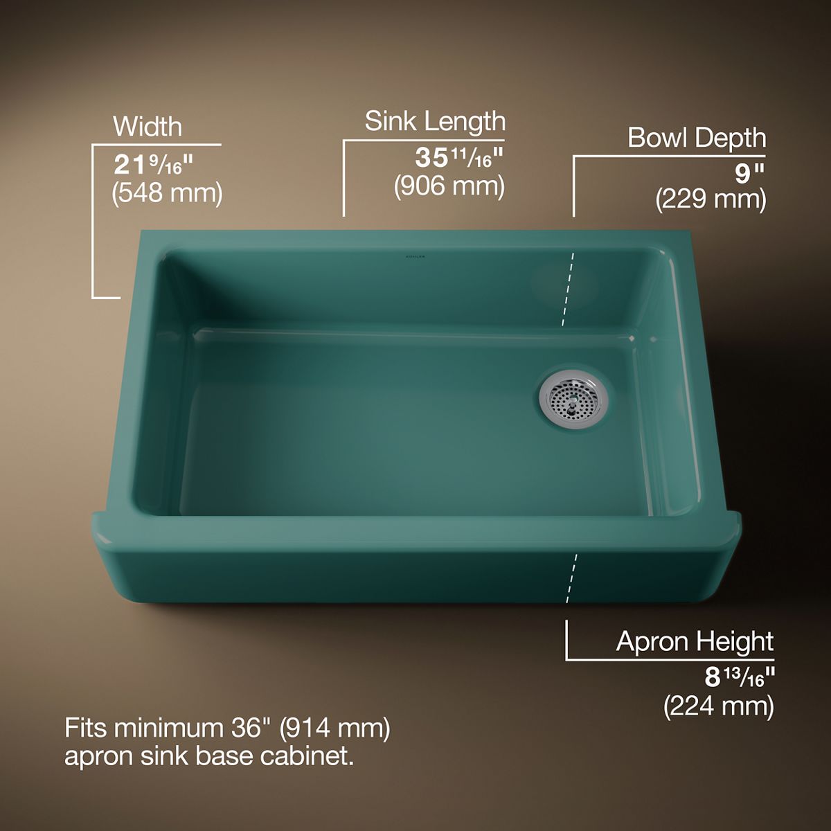 3/4 view of product with dimensions