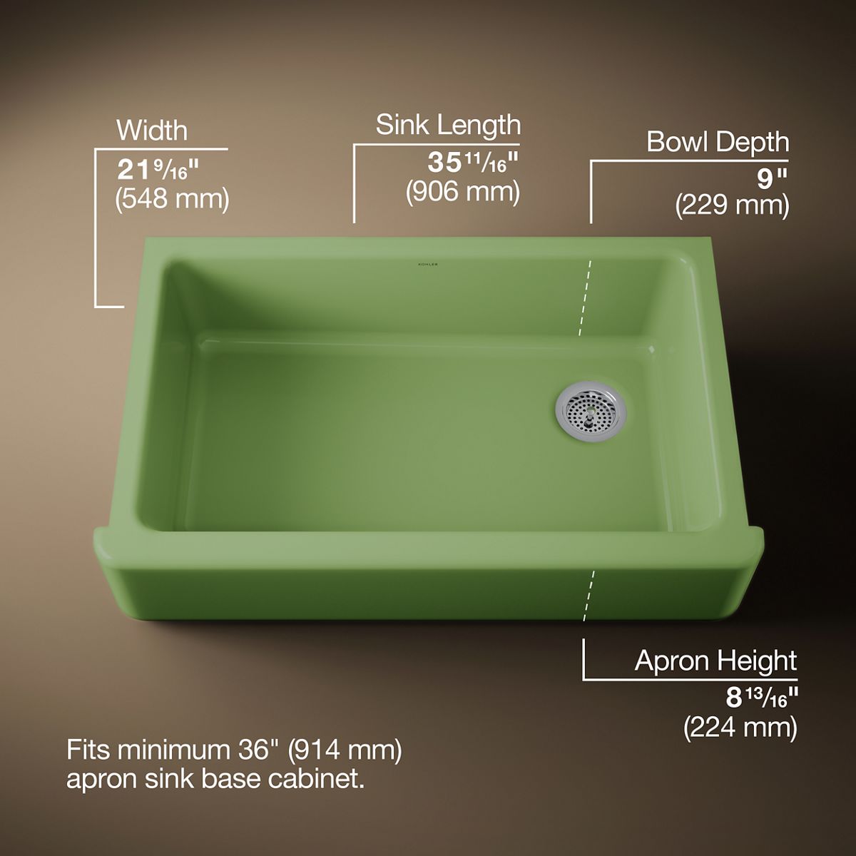 3/4 view of product with dimensions