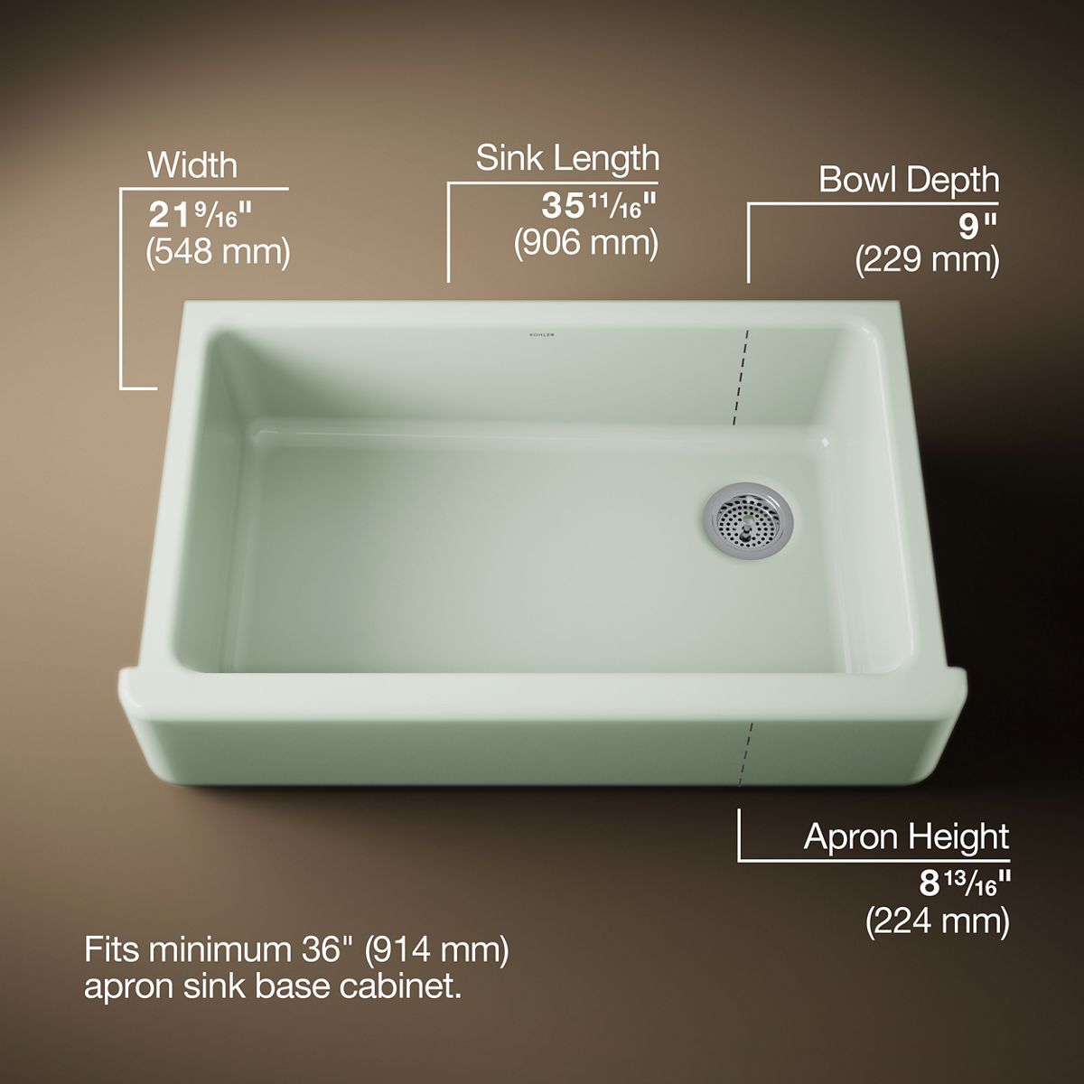 3/4 view of product with dimensions