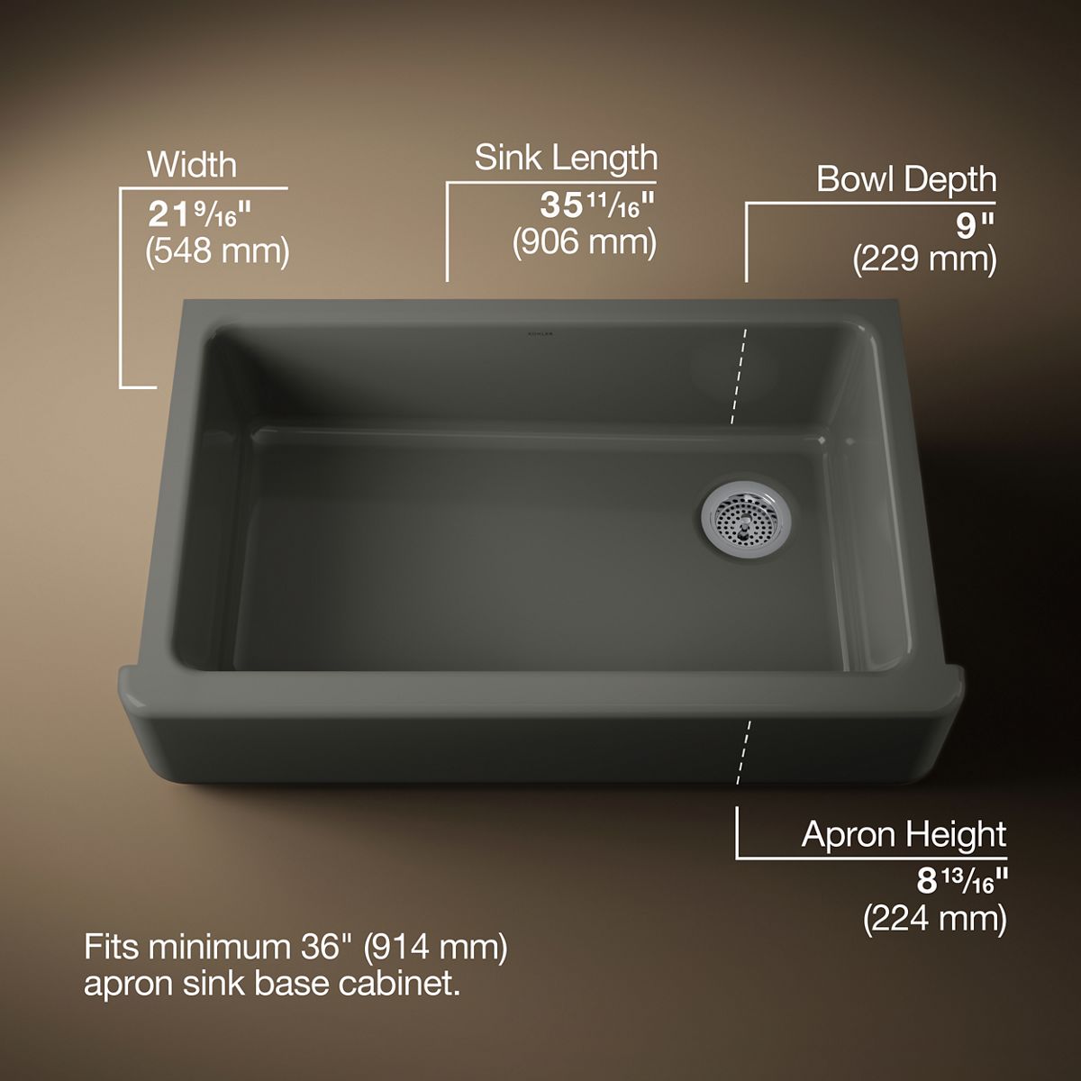 3/4 view of product with dimensions