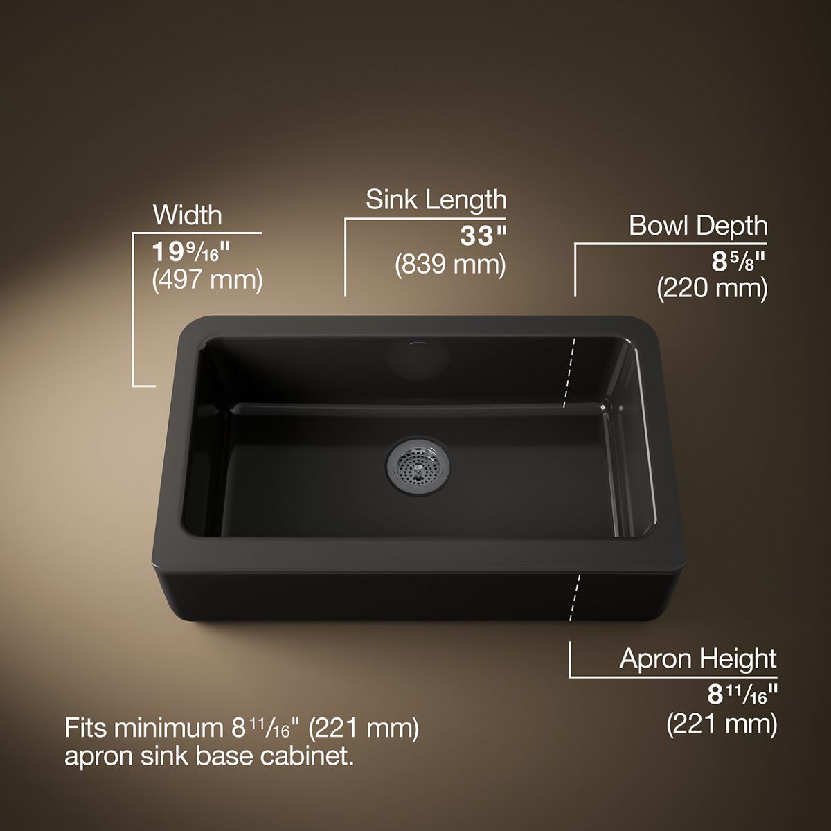 3/4 view of product with dimensions
