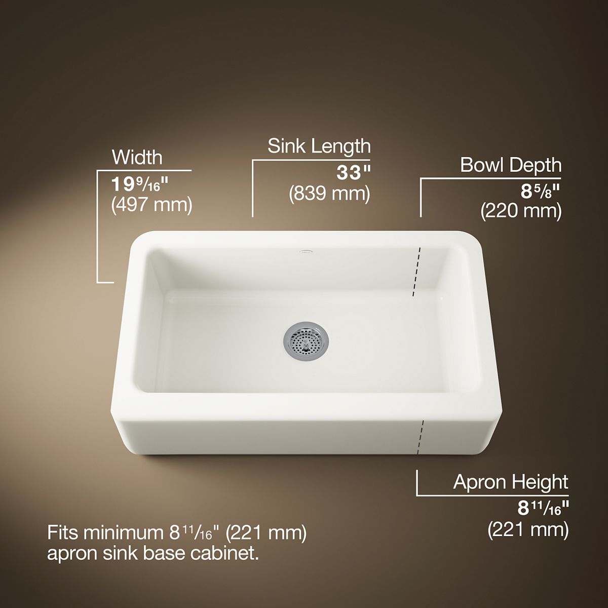 3/4 view of product with dimensions
