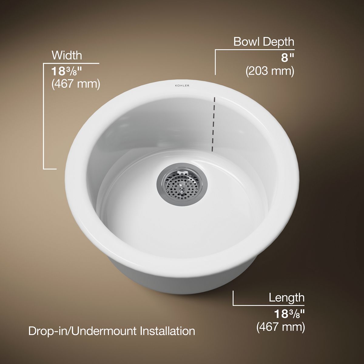 3/4 view of product with dimensions