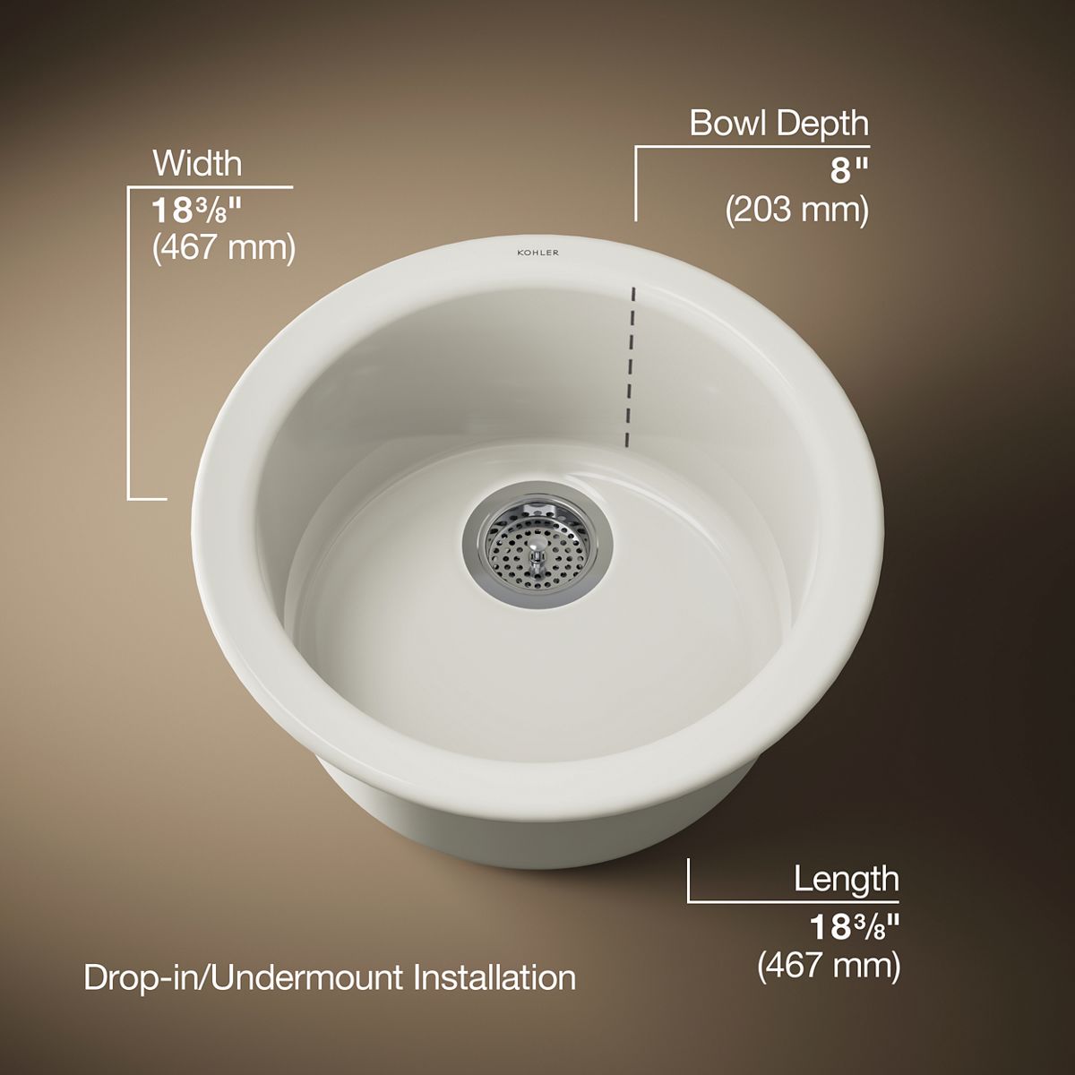 3/4 view of product with dimensions