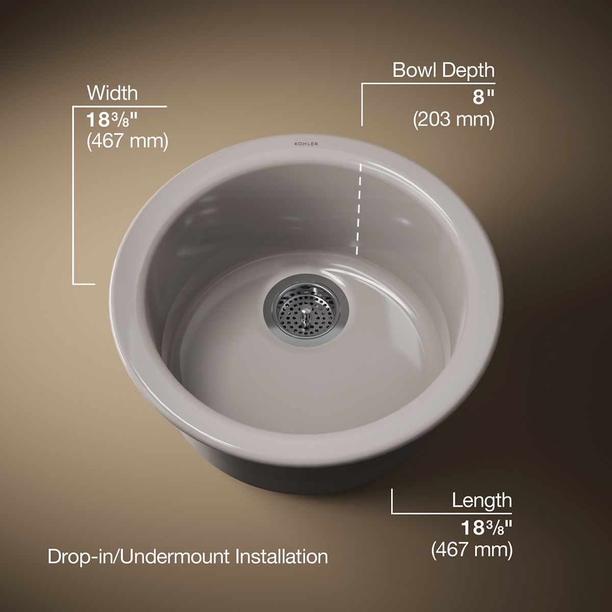 3/4 view of product with dimensions