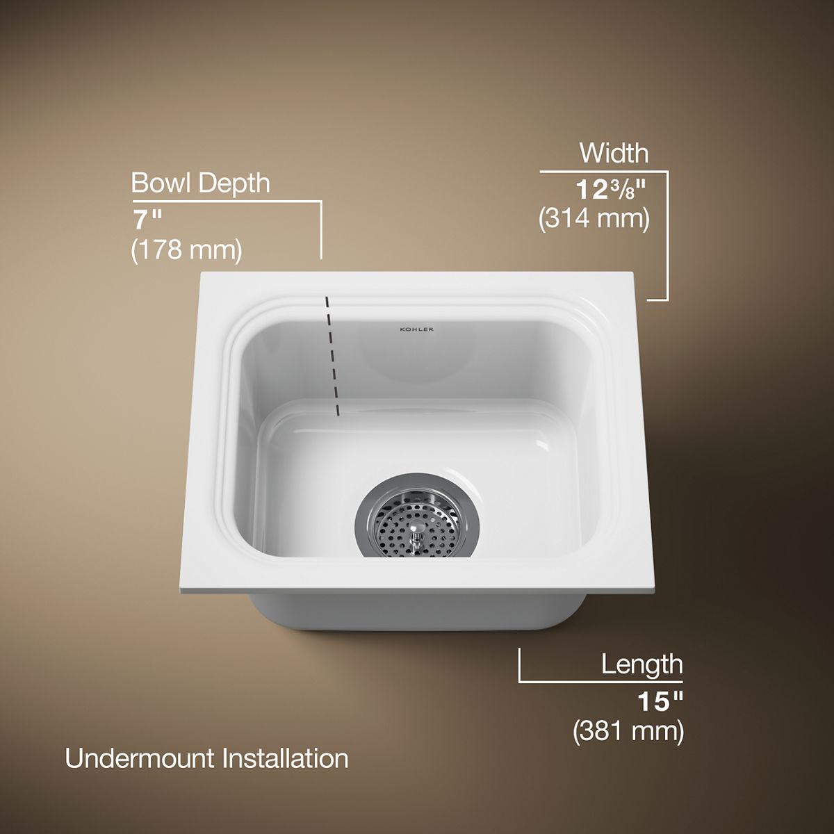 3/4 view of product with dimensions