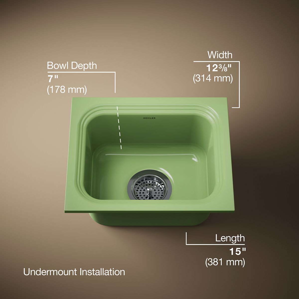 3/4 view of product with dimensions