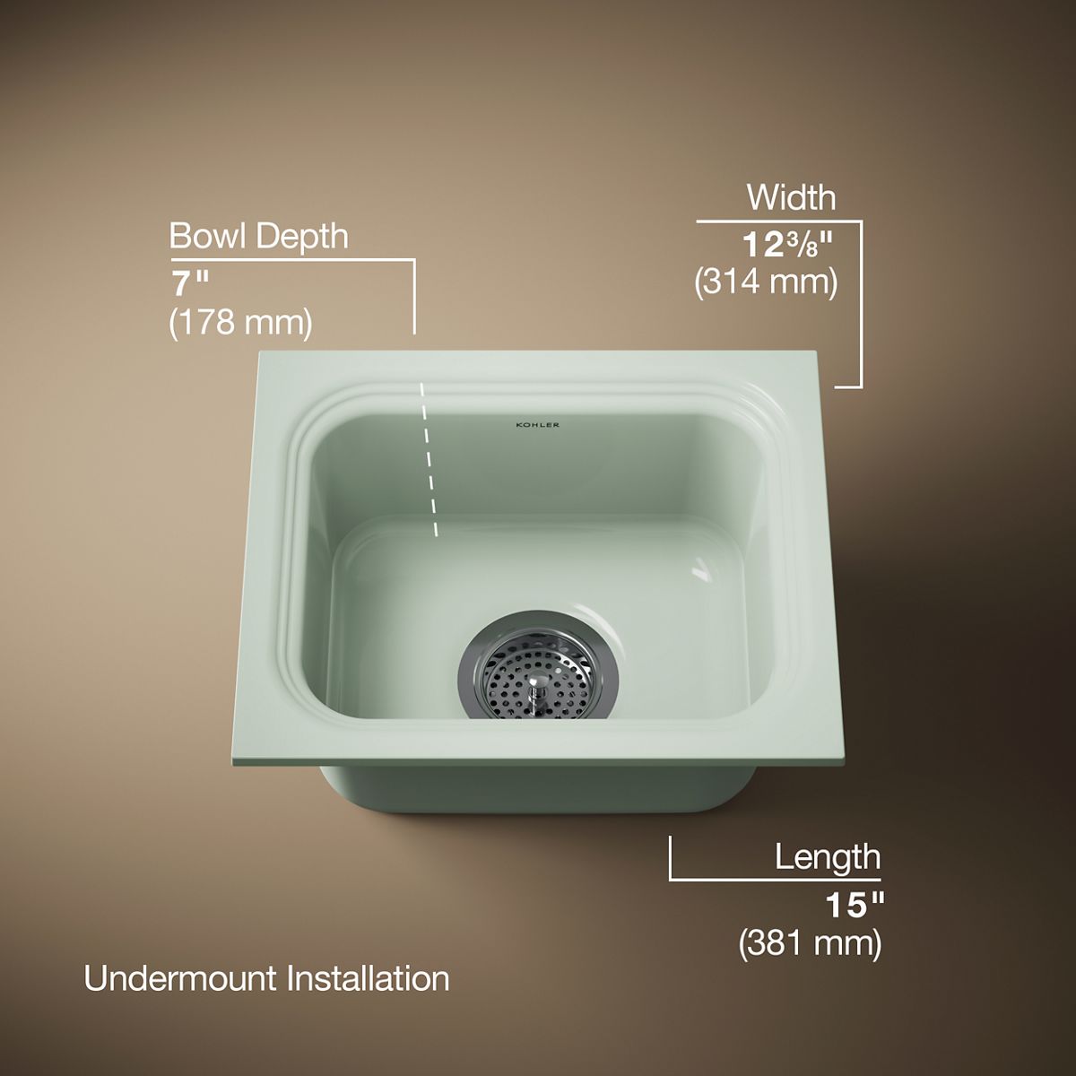 3/4 view of product with dimensions