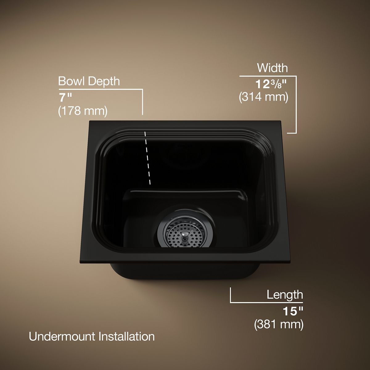 3/4 view of product with dimensions