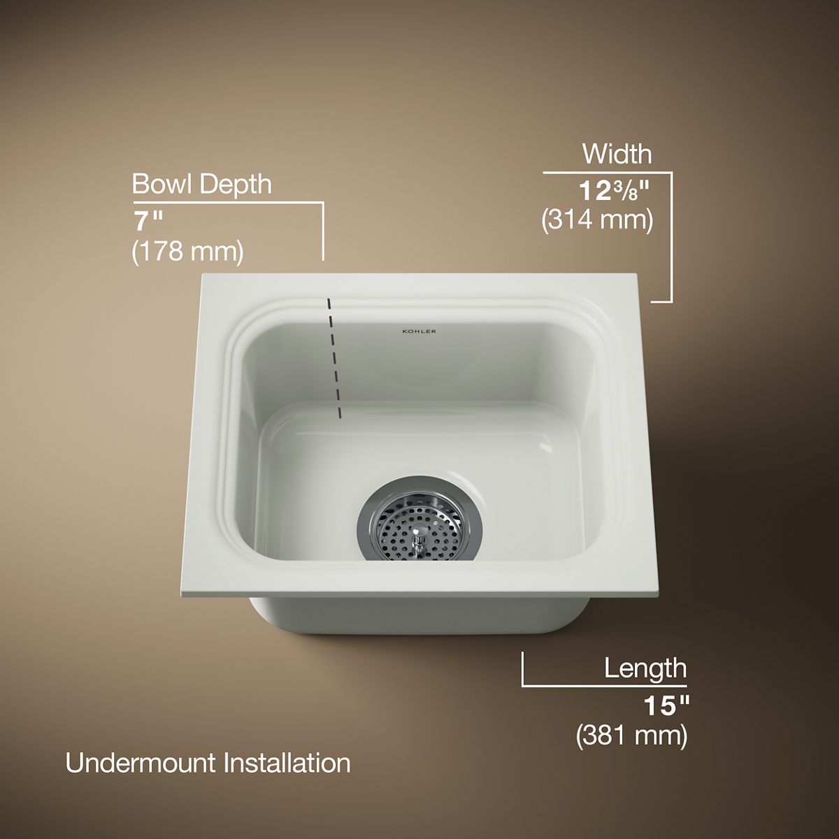 3/4 view of product with dimensions