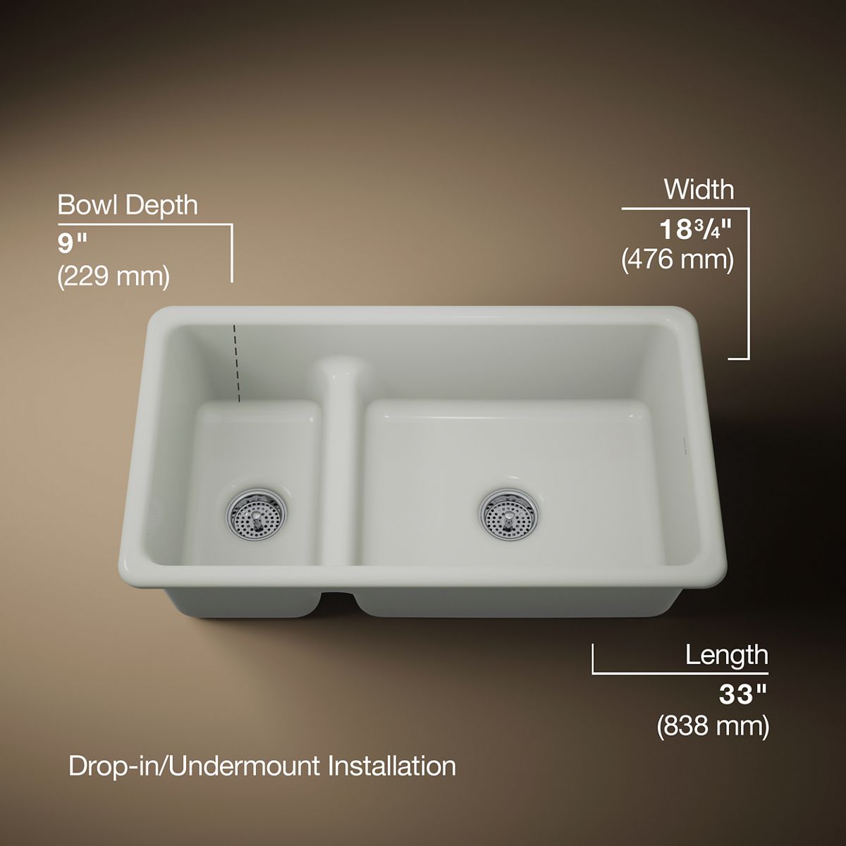 3/4 view of product with dimensions