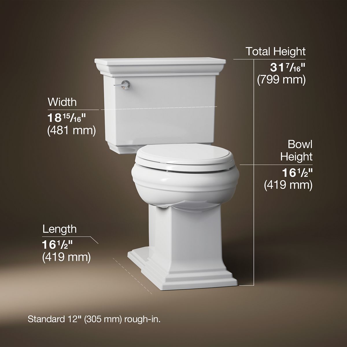 3/4 view of product with dimensions