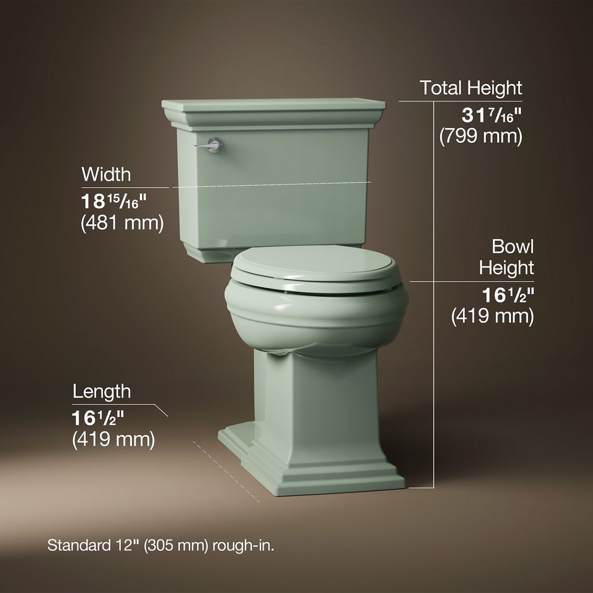 3/4 view of product with dimensions