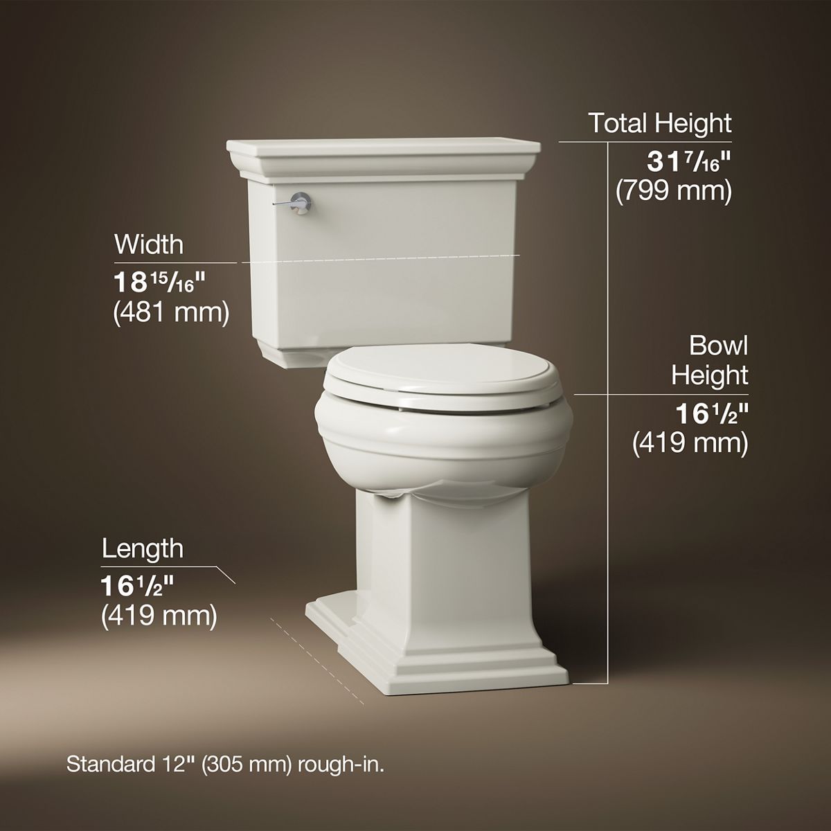 3/4 view of product with dimensions