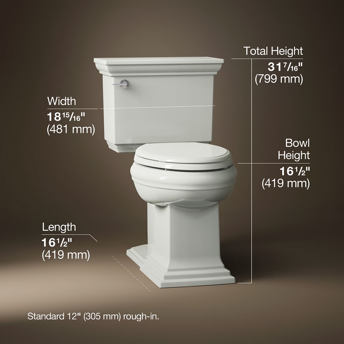 3/4 view of product with dimensions