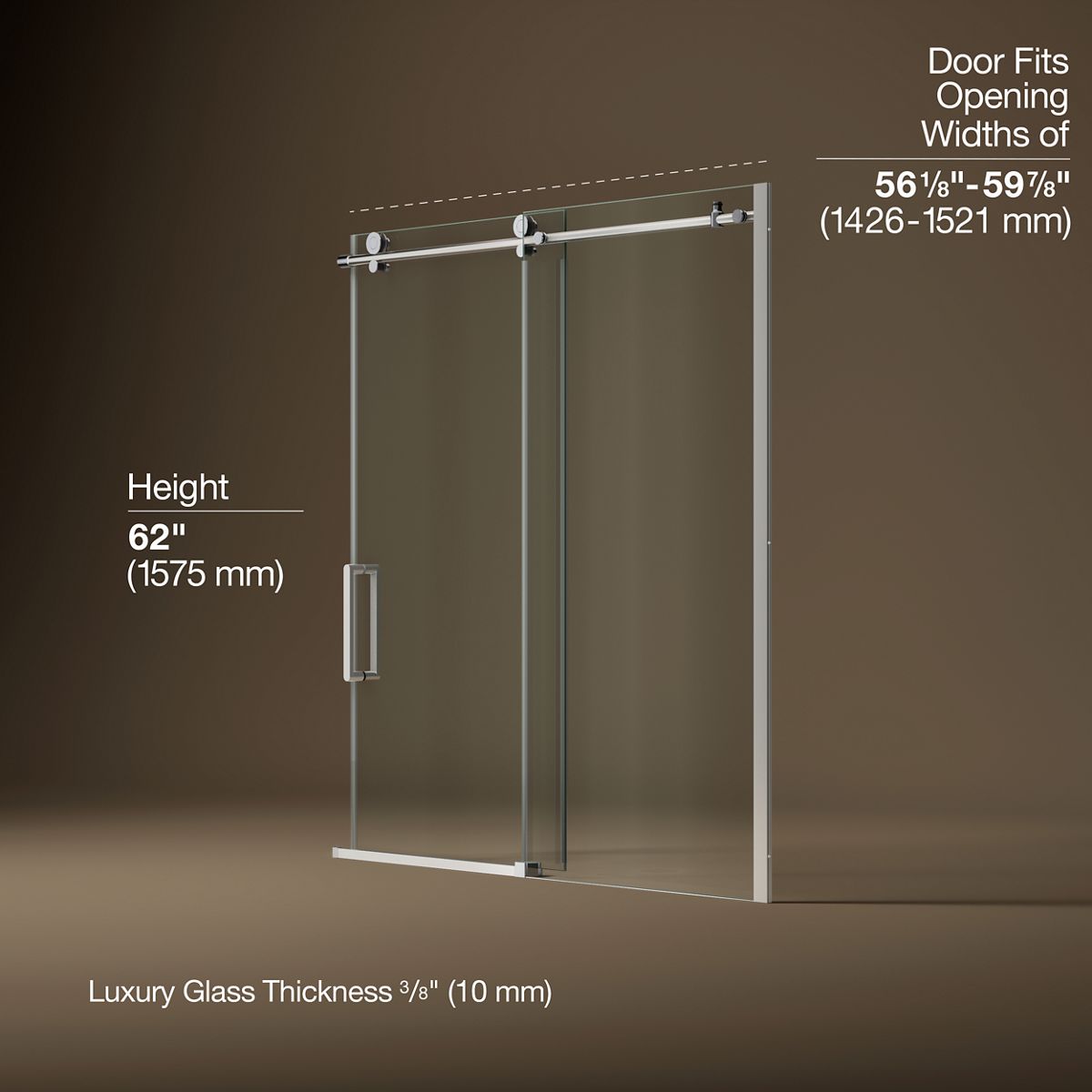 3/4 view of product with dimensions