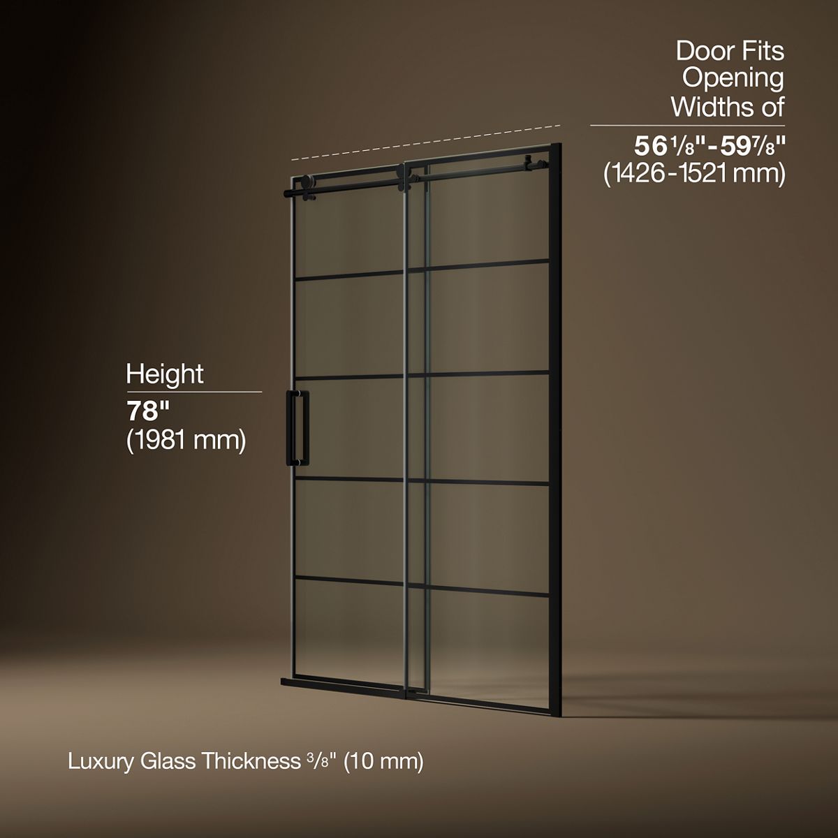 3/4 view of product with dimensions