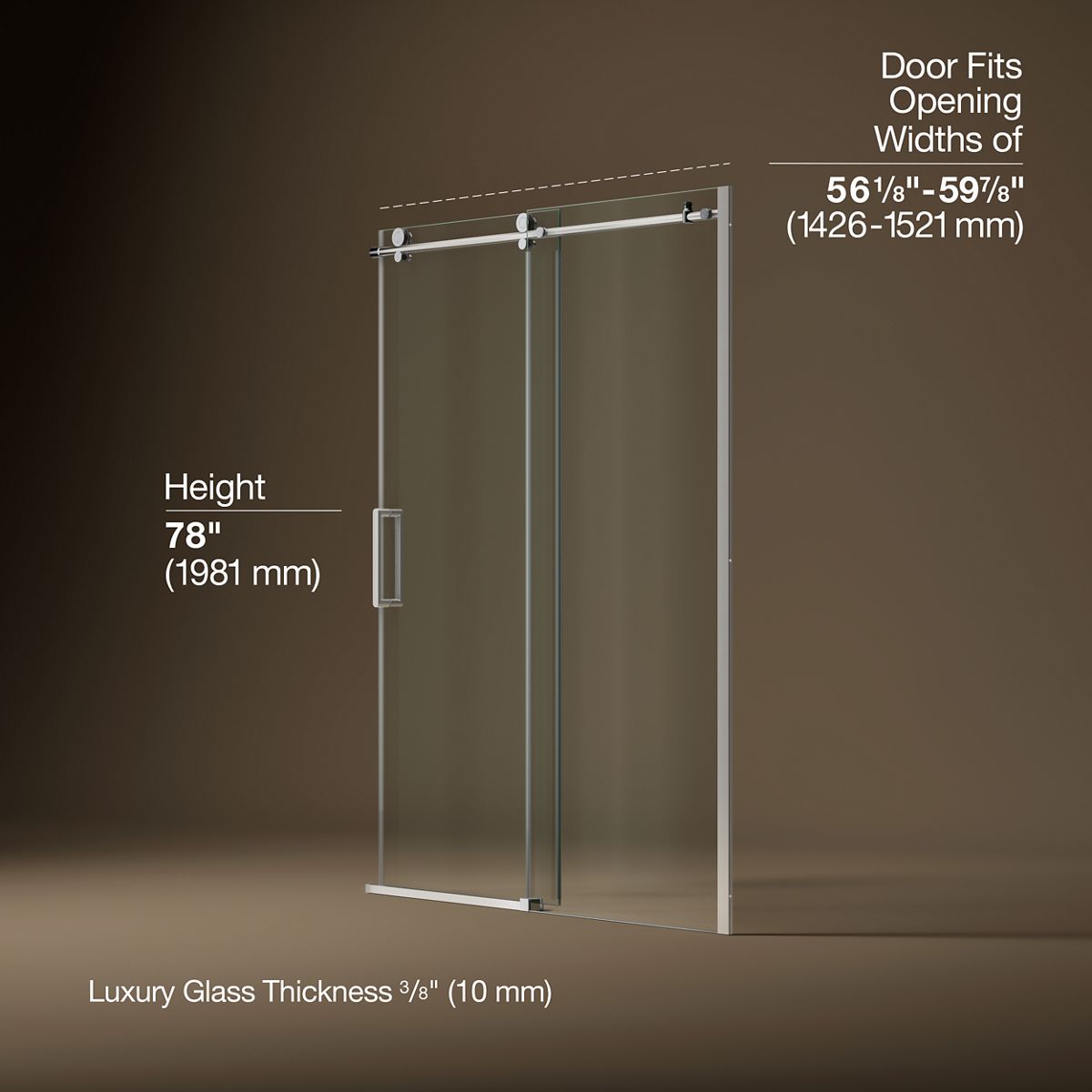 3/4 view of product with dimensions