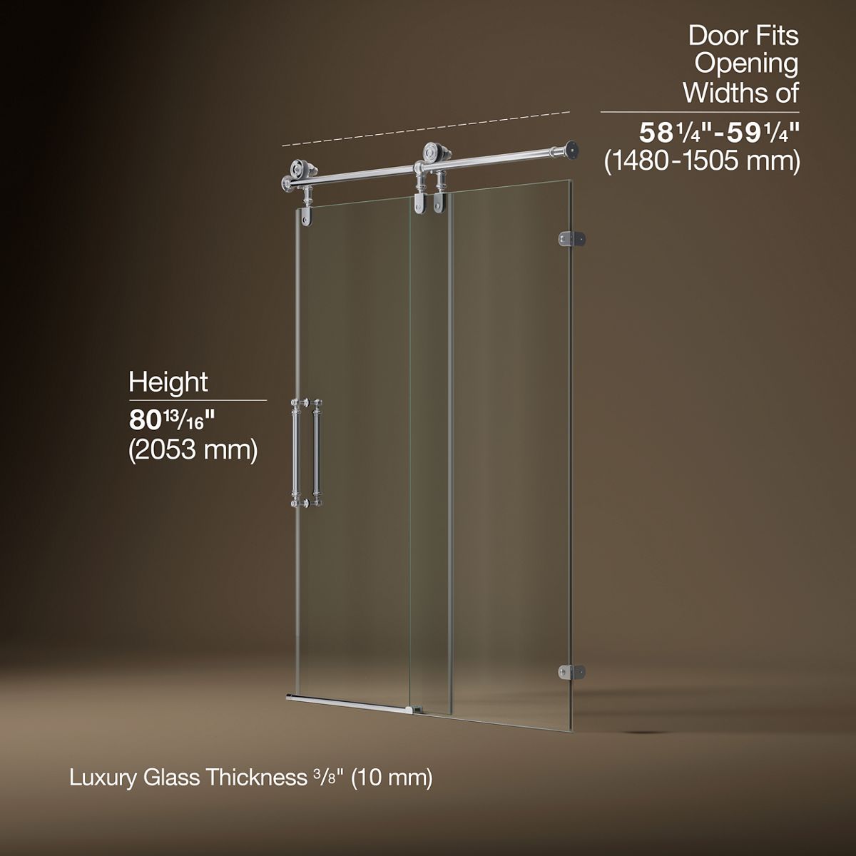 3/4 view of product with dimensions