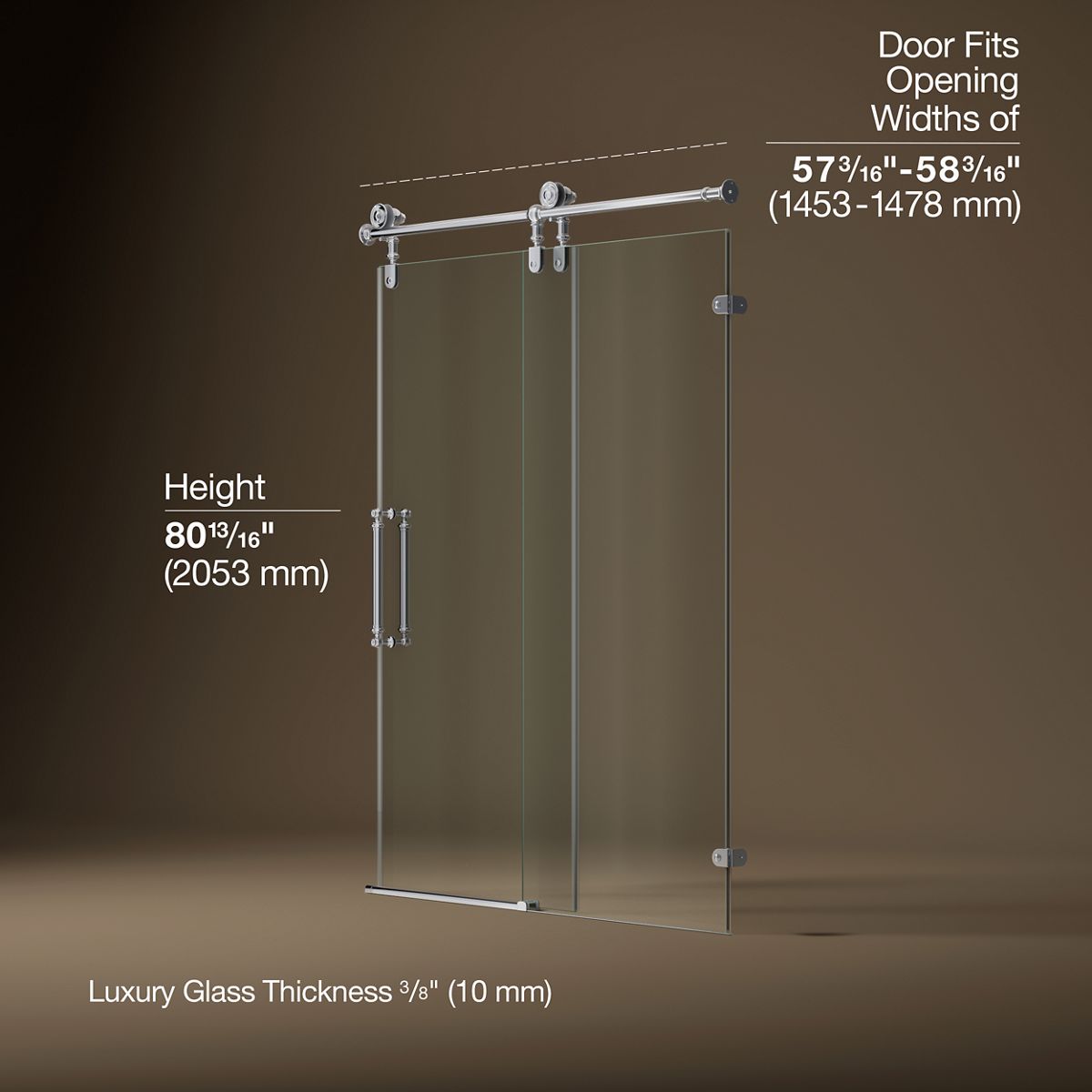 3/4 view of product with dimensions