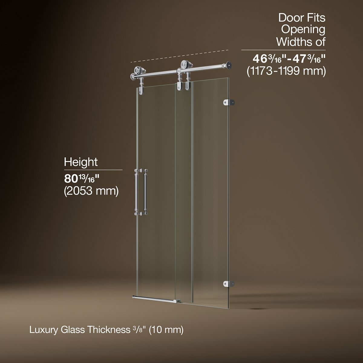 3/4 view of product with dimensions