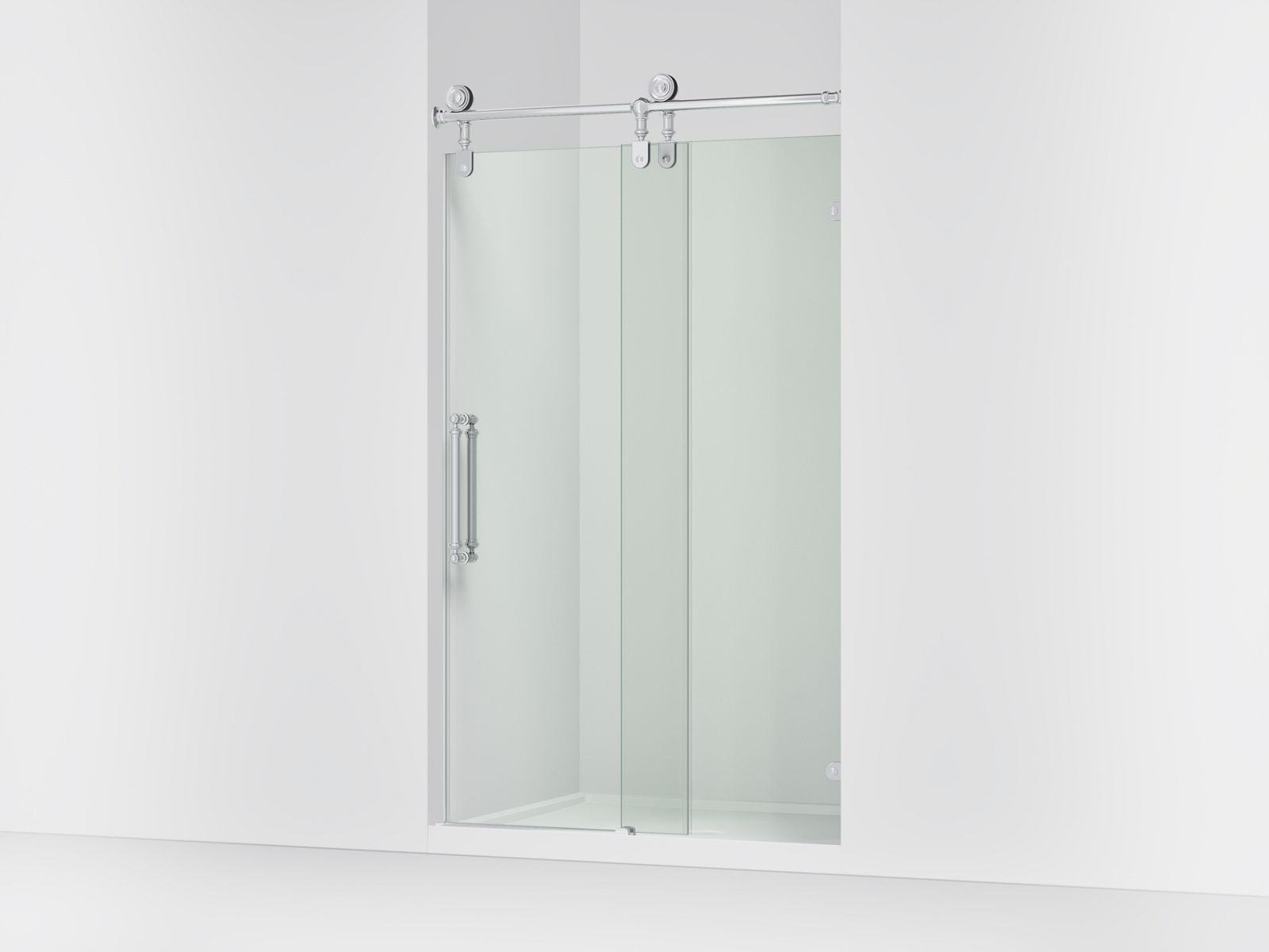 Artifacts™ 45-1/4"-46-1/4" W x 80-7/8" H sliding shower door with 3/8"-thick Crystal Clear glass