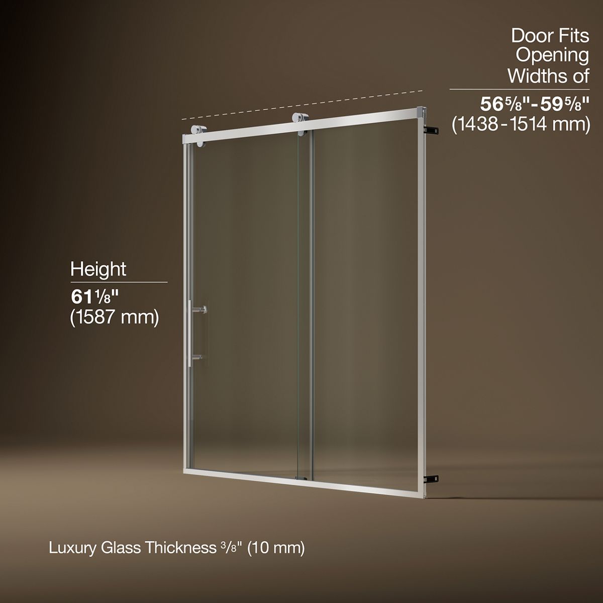 3/4 view of product with dimensions